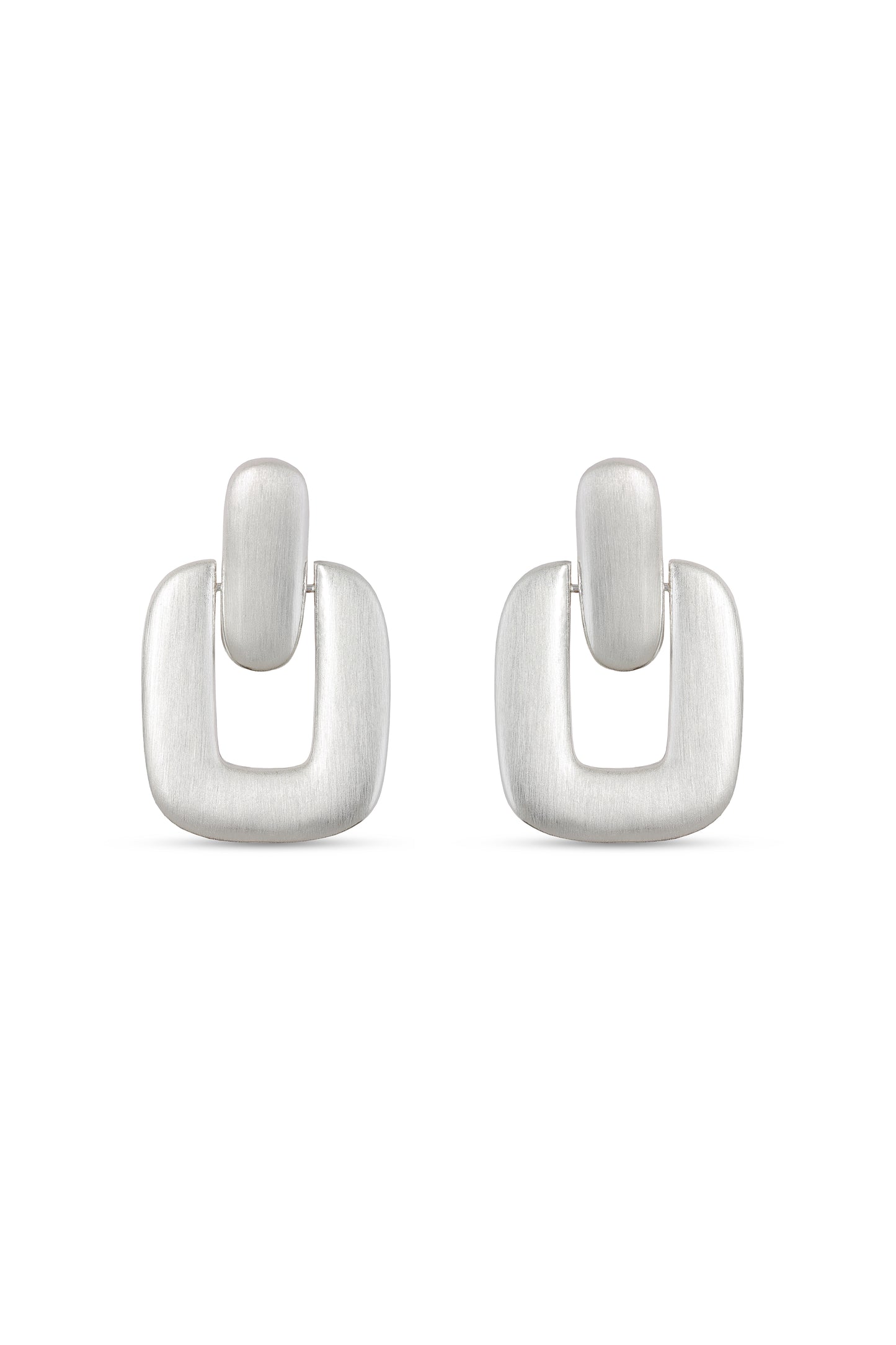 Potnse Loquet Statement Earrings Silver